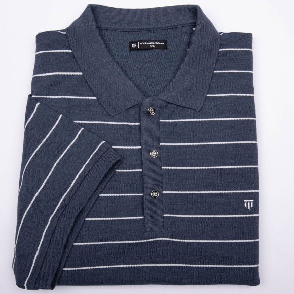 Поло Tony Montana джинс/белый