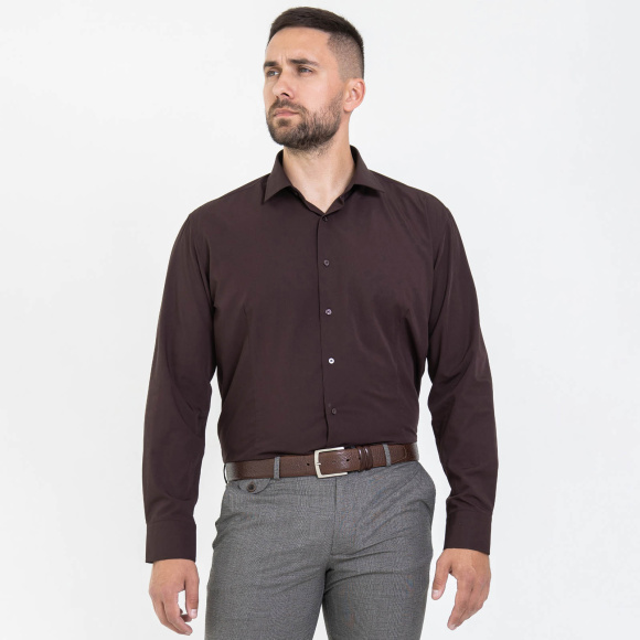 Сорочка Good Manners slim коричневый