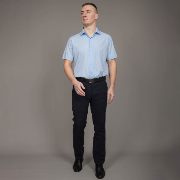 Сорочка к.р. Good Manners slim голубой