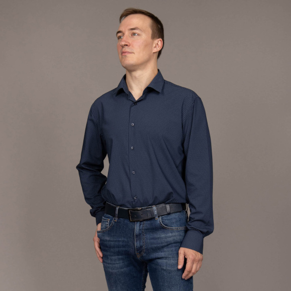 Сорочка Good Manners slim точки т.синий