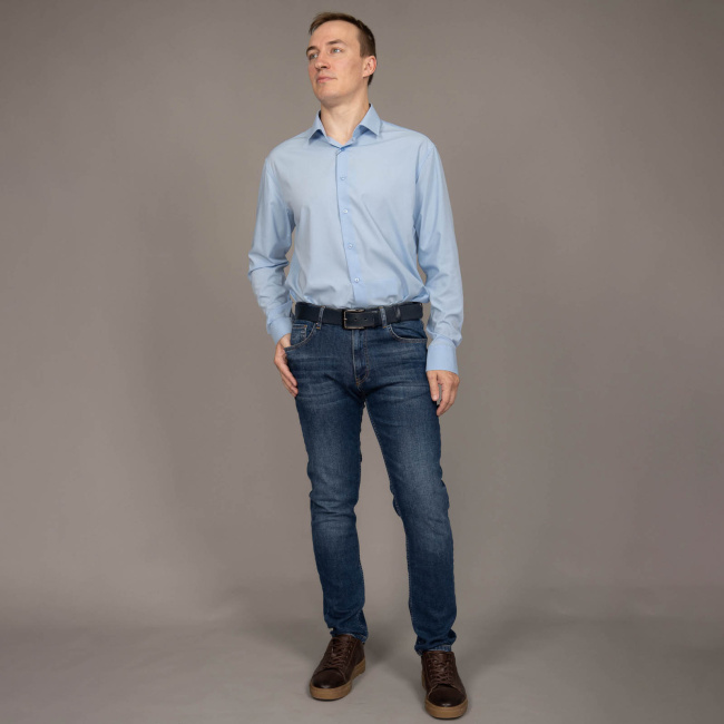 Сорочка Good Manners slim точки голубой