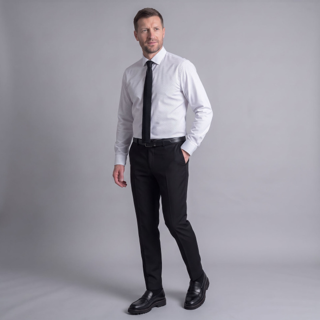 Сорочка Good Manners slim long точки белый