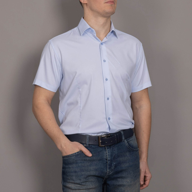 Сорочка к.р. GROSTYLE slim св.голубой