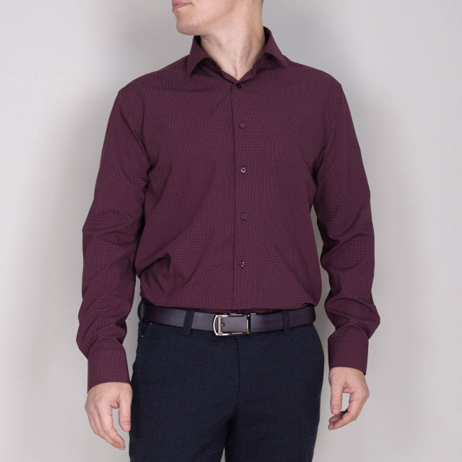 Сорочка Good Manners slim точки бордо