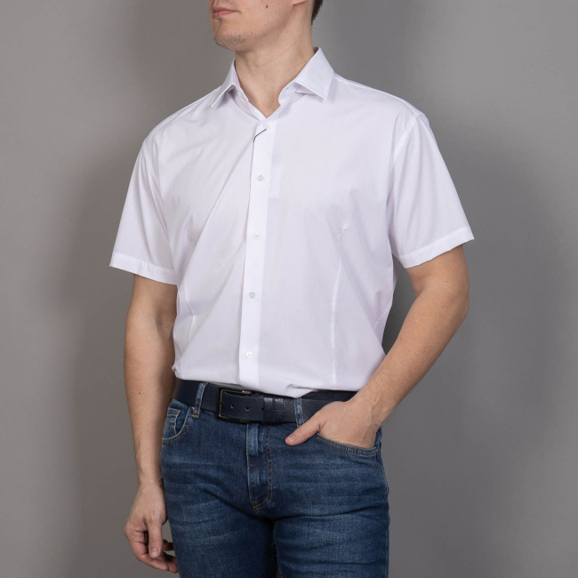 Сорочка к.р. GROSTYLE slim белый бамбук