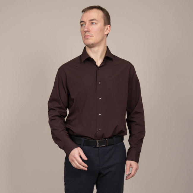 Сорочка Good Manners slim коричневый