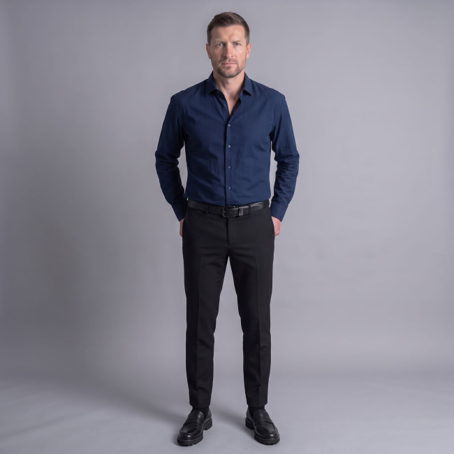 Сорочка Good Manners slim long т.синий