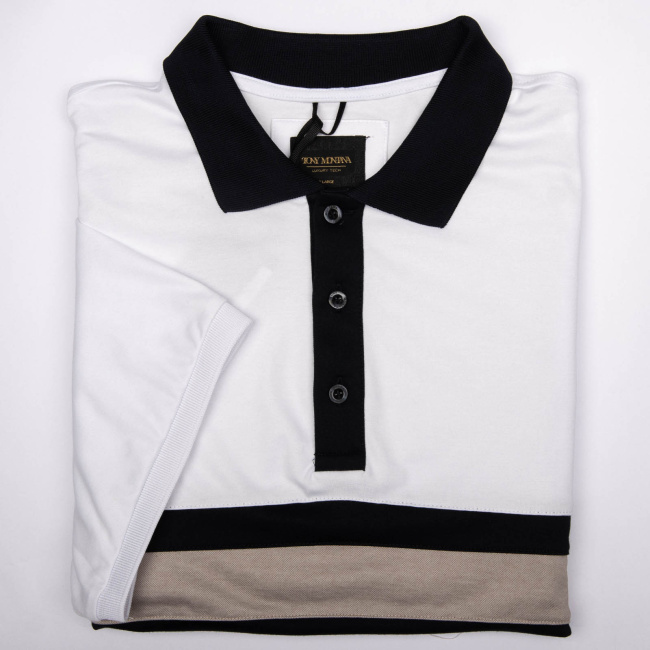 Поло Tony Montana белый/т.синий