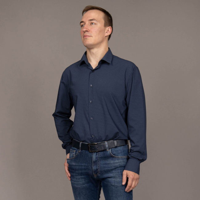 Сорочка Good Manners slim точки т.синий