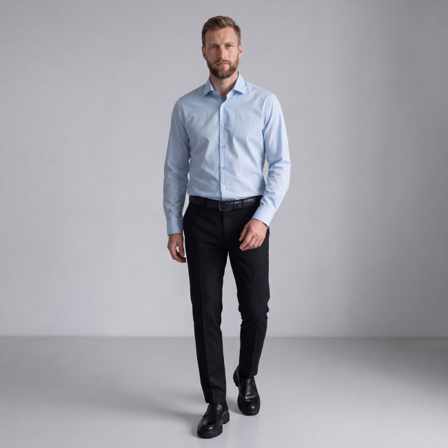 Сорочка Good Manners slim long голубая